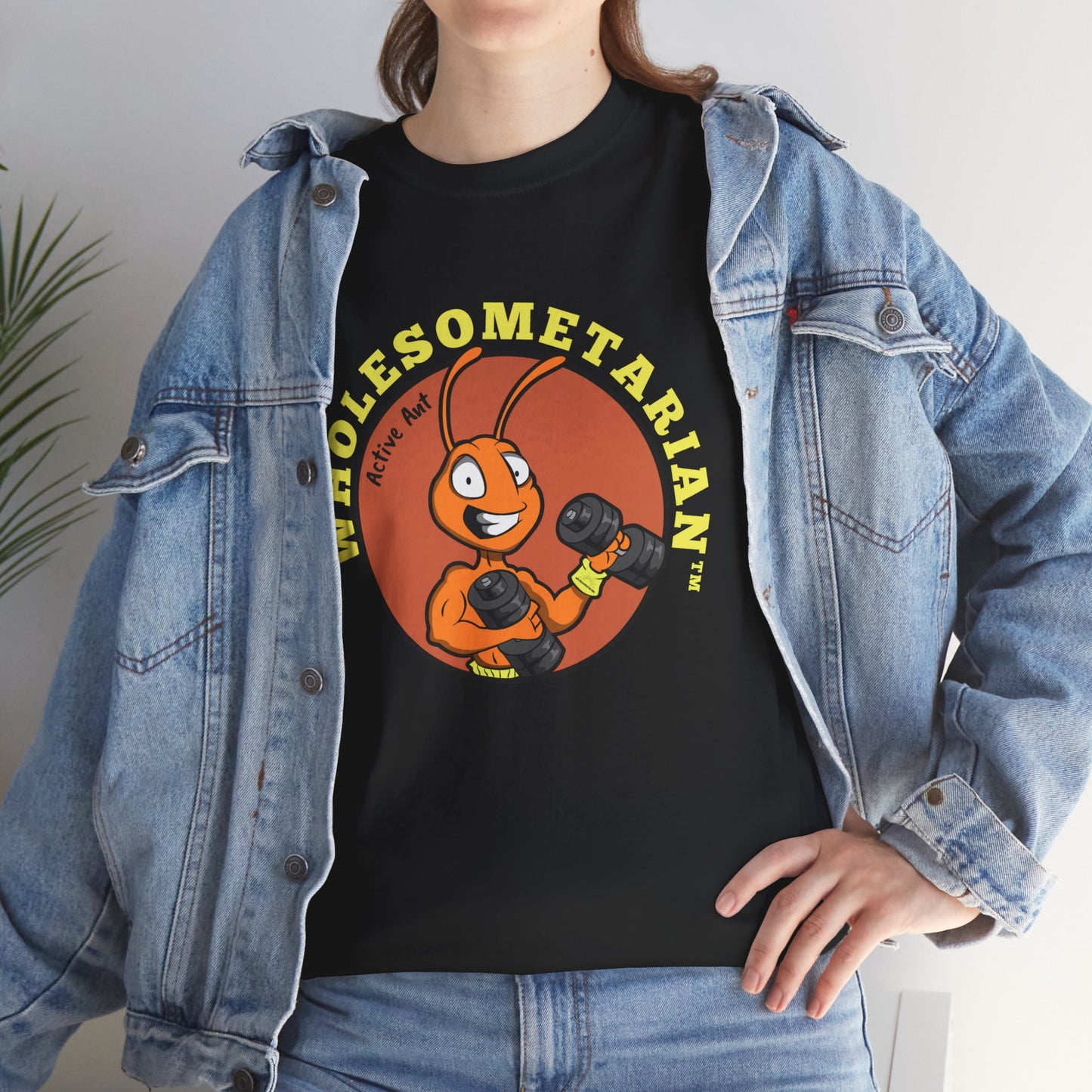 "Let’s Go" Black Heavy Cotton Wholesometarian™ Tee Shirt  with Active Ant – Your Movement Pillar