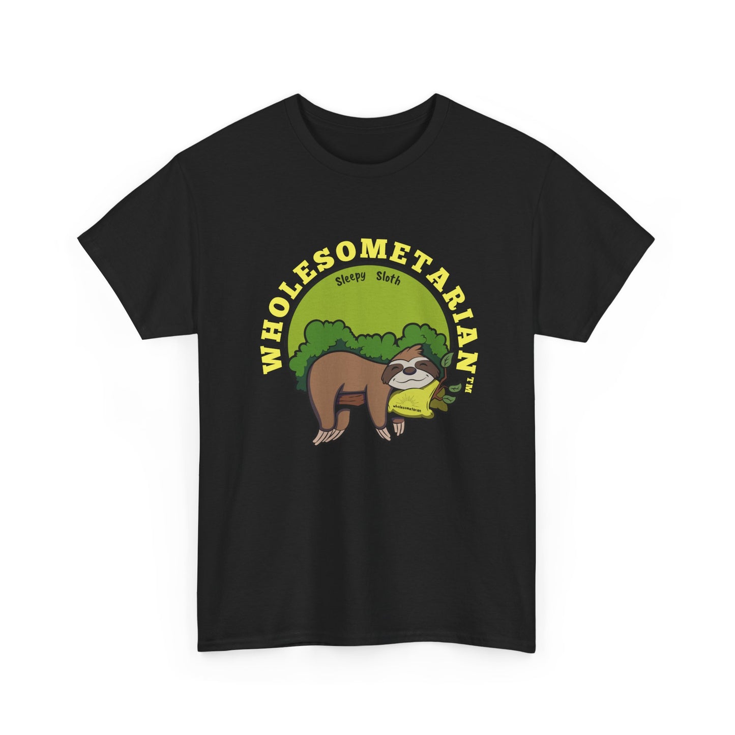 "I Wanna Rest" Black Wholesometarian™ Tee Shirt with Sleepy Sloth – Your Rest Pillar