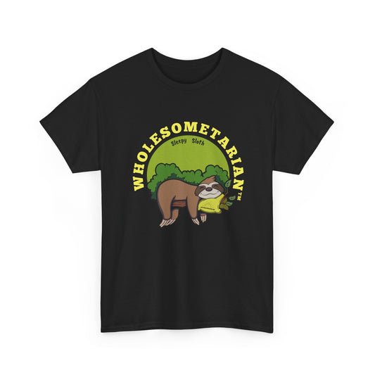 "I Wanna Rest" Black Wholesometarian™ Tee Shirt with Sleepy Sloth – Your Rest Pillar