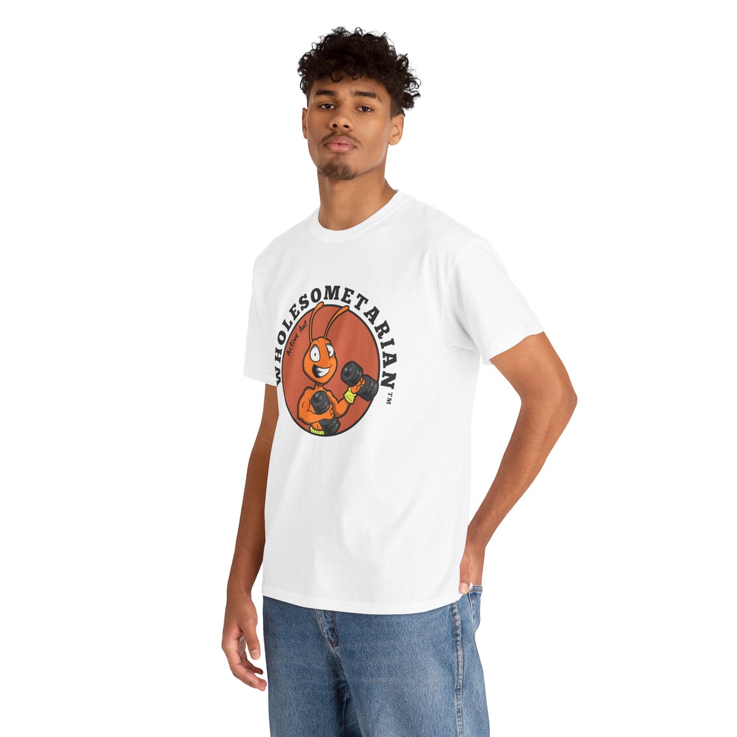 “Let’s Go” – White Heavy Cotton Wholesometarian™ Tee Shirt with Active Ant - Your Movement Pillar