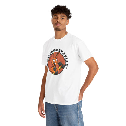 “Let’s Go” – White Heavy Cotton Wholesometarian™ Tee Shirt with Active Ant - Your Movement Pillar