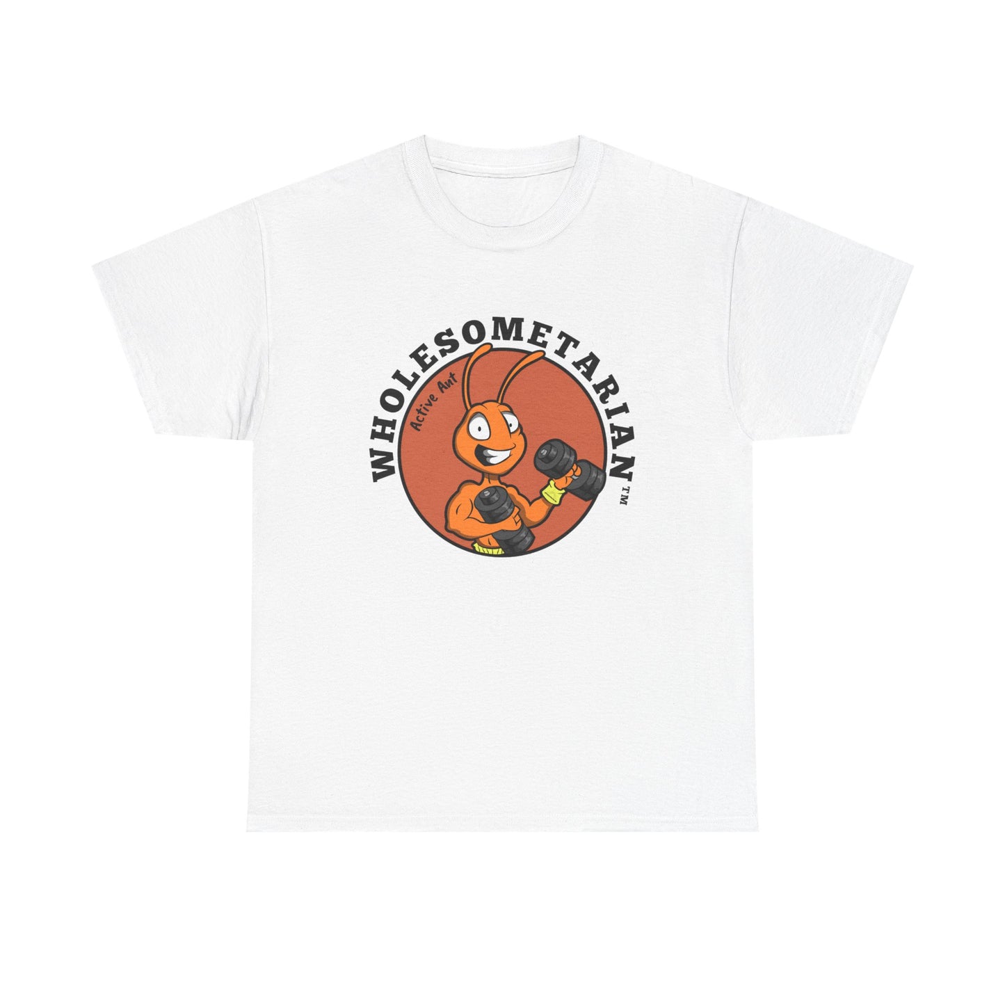 “Let’s Go” – White Heavy Cotton Wholesometarian™ Tee Shirt with Active Ant - Your Movement Pillar