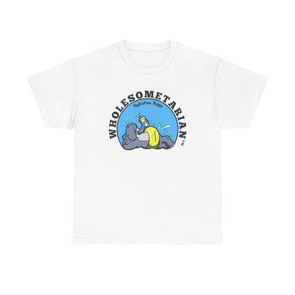 "Hello H2O" White Heavy Cotton Wholesometarian™ Tee Shirt with Hydration Hippo  - Hydration Pillar