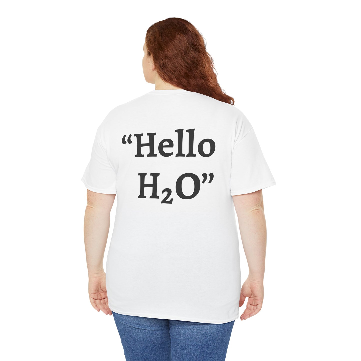 "Hello H2O" White Heavy Cotton Wholesometarian™ Tee Shirt with Hydration Hippo  - Hydration Pillar