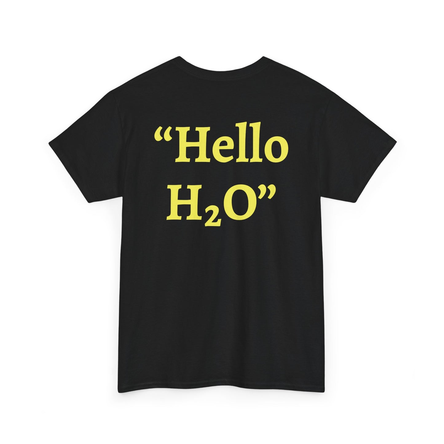 "Hello H₂O" Black Heavy Cotton Wholesometarian™ Tee Shirt with Hydration Hippo – Your Hydration Pillar