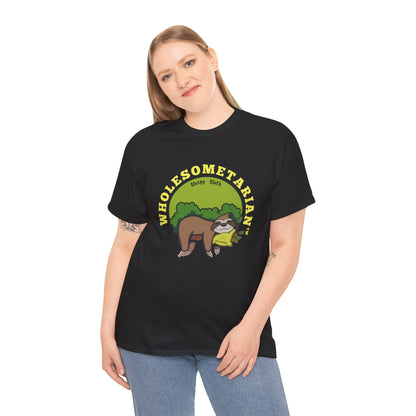 "I Wanna Rest" Black Wholesometarian™ Tee Shirt with Sleepy Sloth – Your Rest Pillar