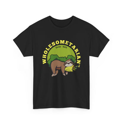 "I Wanna Rest" Black Wholesometarian™ Tee Shirt with Sleepy Sloth – Your Rest Pillar