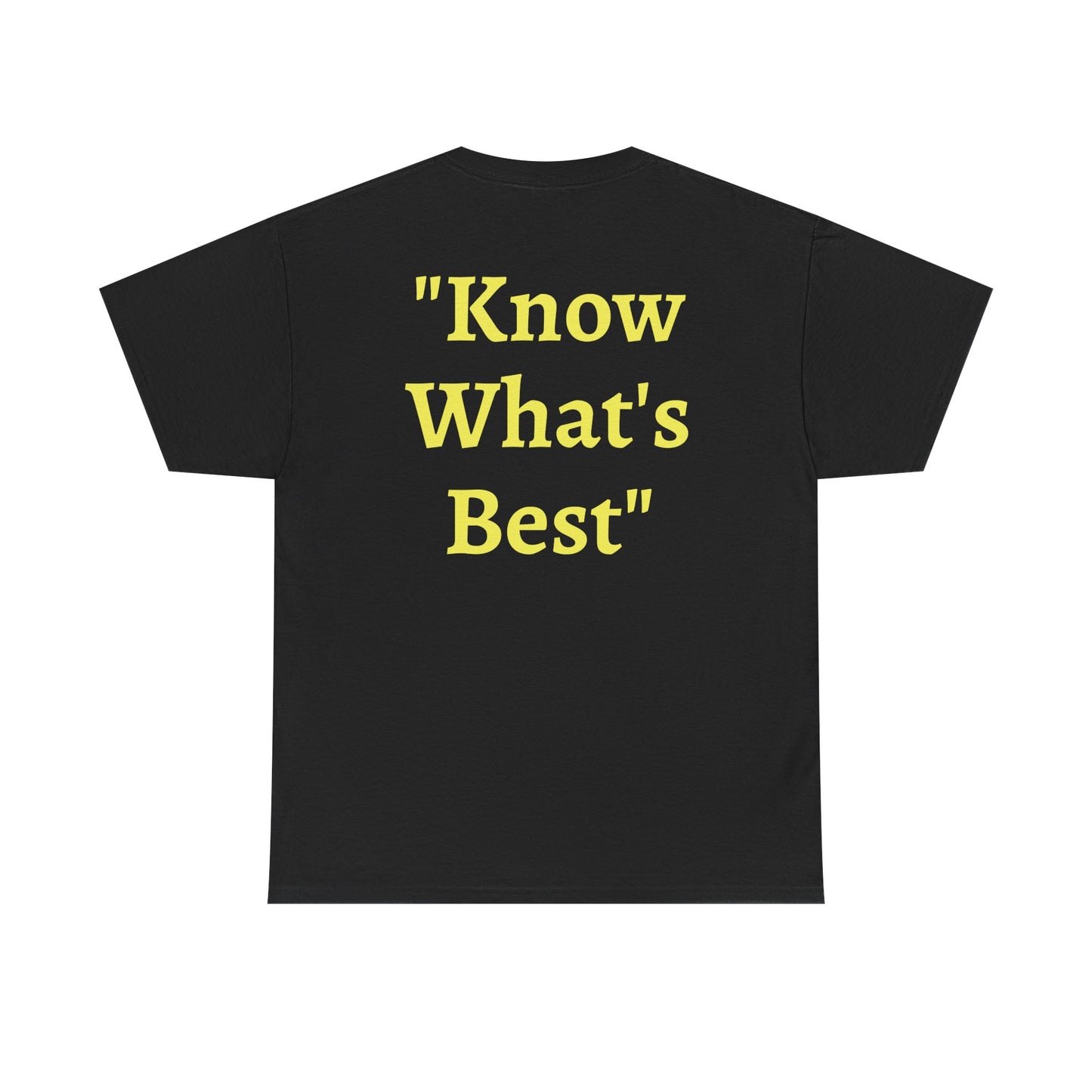 "Know What’s Best" Black Heavy Cotton Wholesometarian™ Tee Shirt with Nutty the Nutritional Nut – Your Knowledge Pillar