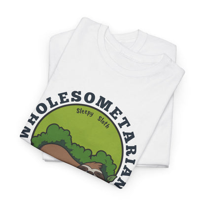 "I Wanna Rest"  White Heavy Cotton Wholesometarian™ Tee Shirt with Sleepy Sloth – Your Rest Pillar