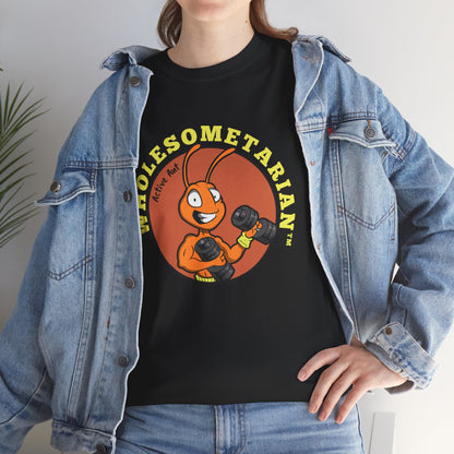 "Let’s Go" Black Heavy Cotton Wholesometarian™ Tee Shirt  with Active Ant – Your Movement Pillar